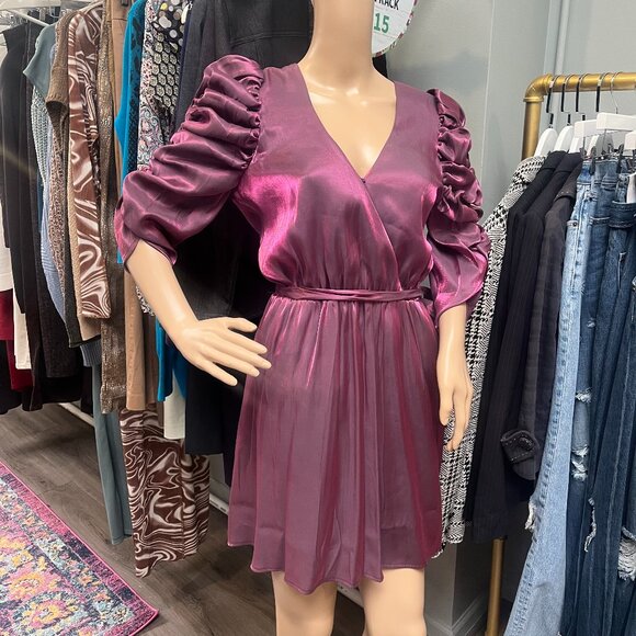 BTFL-Life Dresses & Skirts - NWT BTFL-Life Magenta Satin Wrap Dress